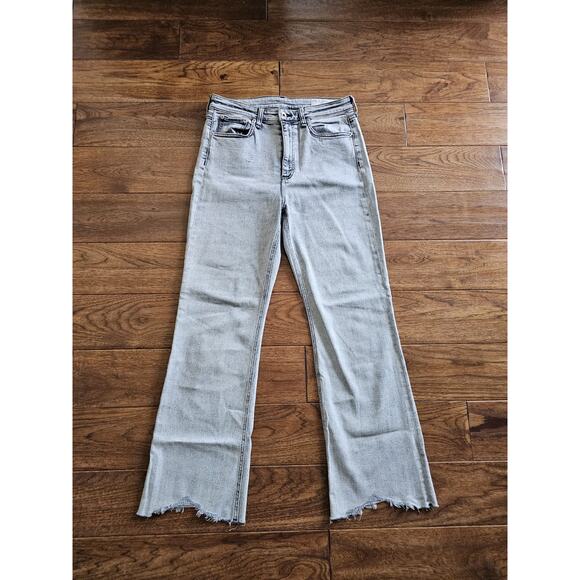 Rag & Bone Nina High-Rise Ankle Flare Denim Jeans Women's Size 28 Marble White - Picture 1 of 10
